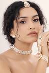 Buy_Joules By Radhika_Gold Plated Polki And Pearl Multi Strand Choker Necklace_at_Aza_Fashions