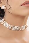 Shop_Joules By Radhika_Gold Plated Polki And Pearl Multi Strand Choker Necklace_at_Aza_Fashions