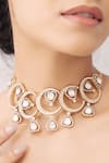 Shop_Joules By Radhika_Gold Plated Polki Embellished Chand Choker Necklace _at_Aza_Fashions