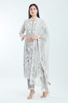 Buy_Seema Gujral_Grey Embroidered Floral Band V Paisley Kurta Pant Set _Online_at_Aza_Fashions