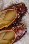 Loryphilory_Brown Embroidered Brunette Floral Juttis _Online_at_Aza_Fashions