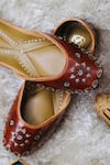 Loryphilory_Brown Embroidered Floral Juttis _Online_at_Aza_Fashions