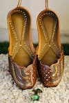 Shop_Loryphilory_Brown Embellished Folk Lore Sequined Juttis _at_Aza_Fashions