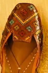 Loryphilory_Brown Embroidered Fhulkari Thread Juttis _Online_at_Aza_Fashions