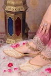 Shop_Loryphilory_Beige Embroidered Moti Bagh Embellished Juttis _at_Aza_Fashions