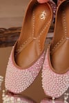 Shop_Loryphilory_Pink Embellished Pearl Mania Juttis _at_Aza_Fashions