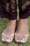 Loryphilory_Pink Embroidered Rafia Floral Sequin Juttis _Online_at_Aza_Fashions