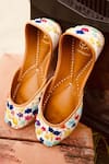 Buy_Loryphilory_Multi Color Embroidered Satrangi Blossom Juttis _at_Aza_Fashions