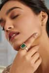 Shop_Paisley Pop_Green Stone Emerald And Cubic Zirconia Embellished Ring _Online_at_Aza_Fashions