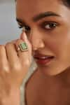 Paisley Pop_Green Fluorite Natural Stone Embellished Ring _Online_at_Aza_Fashions