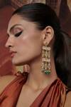 Buy_Paisley Pop_Green Beads, Diamonds Kundan Embellished Drop Earrings _at_Aza_Fashions