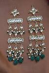 Shop_Paisley Pop_Green Beads, Diamonds Kundan Embellished Drop Earrings _at_Aza_Fashions
