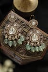 Paisley Pop_Green Polki Stone Embellished Earrings _Online_at_Aza_Fashions