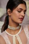 Paisley Pop_Gold Plated Phool Kundan Studded Pearl Choker _Online_at_Aza_Fashions