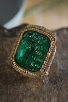 Shop_Paisley Pop_Green Doublet Stone Victorian Era Embellished Ring _at_Aza_Fashions