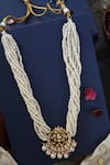 Shop_Paisley Pop_Gold Plated Kundan Chand Bloom Pearl Pendant Necklace _at_Aza_Fashions