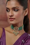 Paisley Pop_Green Kundan Bahar Embellished Choker _Online_at_Aza_Fashions