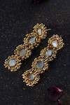 Shop_Paisley Pop_Gold Plated Mother Of Pearl Bloom Vine Danglers _at_Aza_Fashions