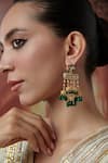 Buy_Paisley Pop_Green Kundan Clover Bloom And Stone Embellished Earrings _at_Aza_Fashions