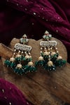 Shop_Paisley Pop_Green Kundan Clover Bloom And Stone Embellished Earrings _at_Aza_Fashions