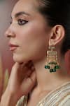 Buy_Paisley Pop_Green Kundan Clover Bloom And Stone Embellished Earrings _Online_at_Aza_Fashions