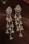 Shop_Paisley Pop_Gold Plated Kundan Chand Bahar Long Jhumki Earrings _at_Aza_Fashions