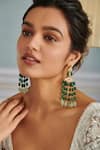 Buy_Paisley Pop_Green Jade Stone Embellished Dangler Earrings _at_Aza_Fashions