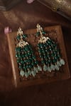 Shop_Paisley Pop_Green Jade Stone Embellished Dangler Earrings _at_Aza_Fashions