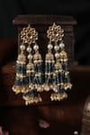 Shop_Paisley Pop_Blue Kundan Floral Top Jhumka Earrings _at_Aza_Fashions