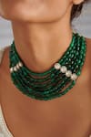 Buy_Paisley Pop_Green Polki Layered Necklace _Online_at_Aza_Fashions