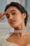 Paisley Pop_Silver Plated Cubic Zirconia Choker _Online_at_Aza_Fashions