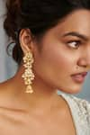 Buy_Paisley Pop_Gold Plated Kundan Floral Carved Dangler Earrings _at_Aza_Fashions