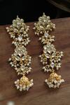 Shop_Paisley Pop_Gold Plated Kundan Floral Carved Dangler Earrings _at_Aza_Fashions