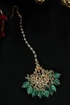 Shop_Paisley Pop_Green Kundan Carved Maangtikka _at_Aza_Fashions