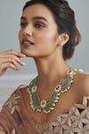 Buy_Paisley Pop_Green Kundan Scallop String Embellished Necklace _at_Aza_Fashions