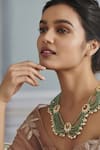 Paisley Pop_Green Kundan Scallop String Embellished Necklace _Online_at_Aza_Fashions