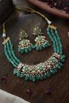 Buy_Paisley Pop_Green Kundan Embellished Choker Set _Online_at_Aza_Fashions