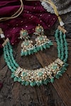 Paisley Pop_Green Kundan Embellished Choker Set _at_Aza_Fashions