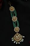 Paisley Pop_Green Kundan Floral Motif Carved Maangtikka _Online_at_Aza_Fashions