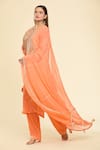 Buy_Samyukta Singhania_Orange Kurta Georgette Embroidered Gota Round Bandhej Pant Set _Online_at_Aza_Fashions