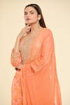 Shop_Samyukta Singhania_Orange Kurta Georgette Embroidered Gota Round Bandhej Pant Set _Online_at_Aza_Fashions