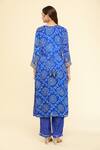 Shop Naintara Bajaj Blue Georgette, Chiffon, Silk Embroidery, Gota Bandhej Pattern Kurta Pant Set at Aza Fashions Shop_Naintara Bajaj_Blue Georgette, Chiffon, Silk Embroidery, Gota Bandhej Pattern Kurta Pant Set_at_Aza_Fashions