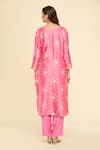 Shop_Samyukta Singhania_Pink Kurta Chanderi Silk Embroidered Gota Round Pant Set _at_Aza_Fashions