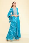 Buy_Samyukta Singhania_Blue Anarkali Organza Embroidered Gota Round With Dupatta _Online_at_Aza_Fashions