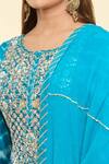 Samyukta Singhania_Blue Anarkali Organza Embroidered Gota Round With Dupatta _at_Aza_Fashions