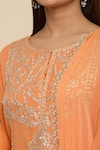 Samyukta Singhania_Orange Kurta And Dupatta Georgette Print Stripe Pittan Embroidered & Pant Set _at_Aza_Fashions