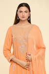 Buy_Samyukta Singhania_Orange Kurta And Dupatta Georgette Print Stripe Pittan Embroidered & Pant Set 