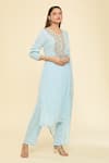 Buy_Samyukta Singhania_Sky Blue Kurta Georgette Embroidery Dori Round And Pant Set _Online_at_Aza_Fashions