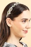 Buy_Born Flash_Silver Crystal Anemone And Bead Embellished Hairband _at_Aza_Fashions