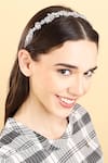 Born Flash_Silver Crystal Begonia Crytsal And Bead Work Hairband _Online_at_Aza_Fashions